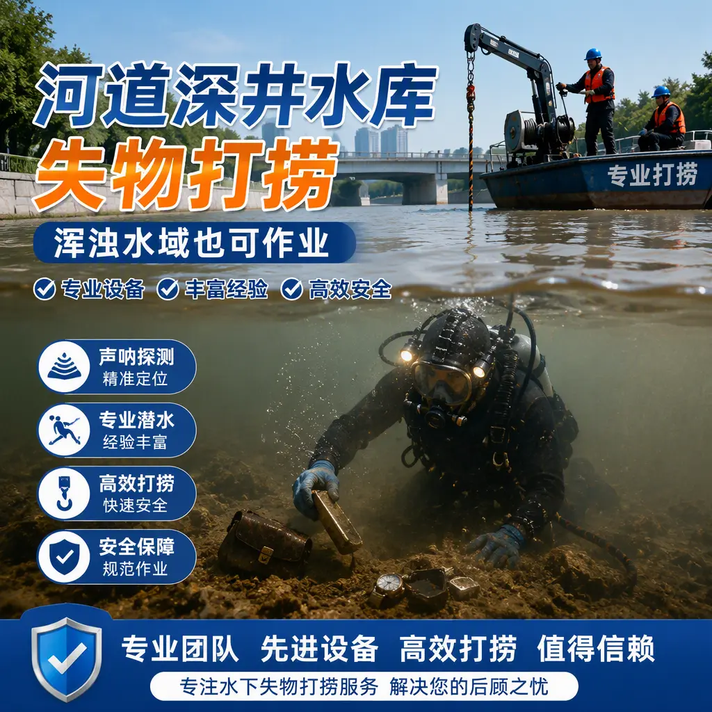 河道深井水库失物打捞，浑浊水域也可作业阜阳